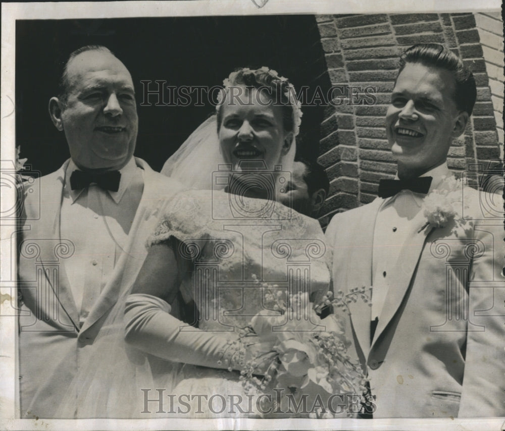 1957 Press Photo Actor Pat Oâ€Brien Daughter Margaret Husband Maximilian Garten - Historic Images