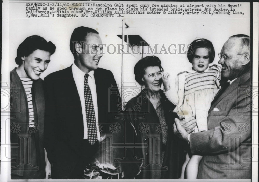 1960 Press Photo Randolph Galt Fiance of Actress Anne Baxter Galt&#39;s Family - Historic Images