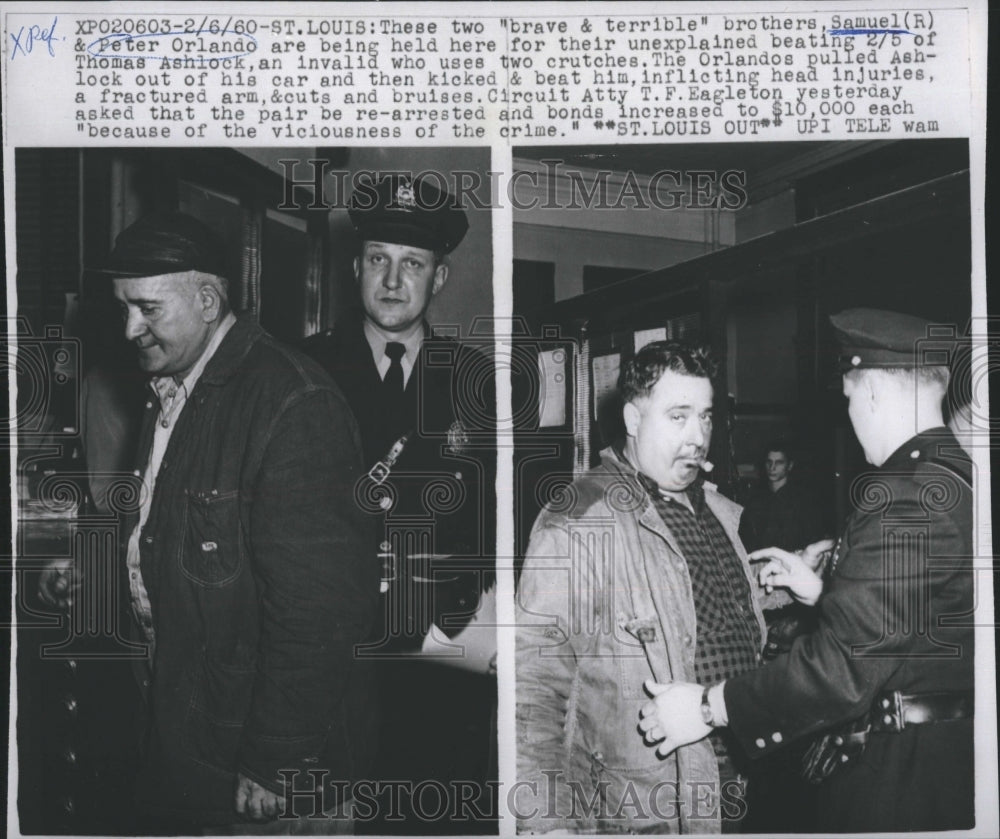 1960 Press Photo Sam and Peter Orlando arrested for beating a man - Historic Images