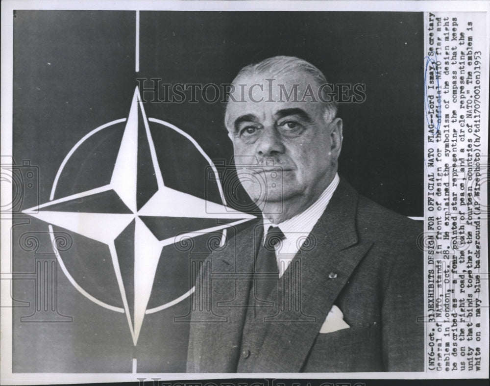 1953 Press Photo Lord Ismay,Sec Gen of NATO - Historic Images