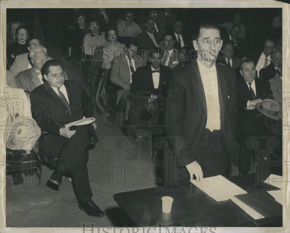 1959 Press Photo Richard O&#39;Keefe Of Mass State Labor Council At Sales Tax Mtg - Historic Images