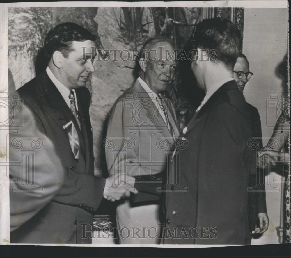 1953 Press Photo President Dwight Eisenhower Gov C Elmer Anderson Horace E Hende - Historic Images