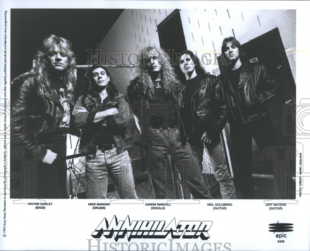 1993 Press Photo Mnnihilator,W Darley,M Mangini,A Randall,N Goldberg,J Waters - Historic Images