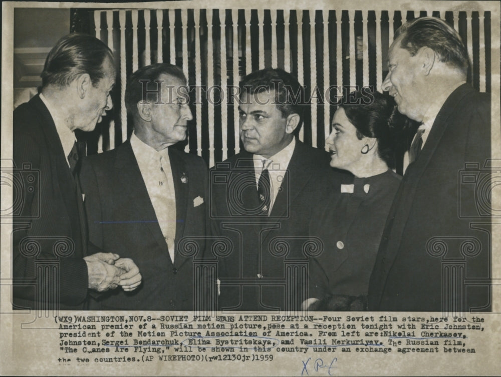 1959 Press Photo Soviet Film Stars attend Premier of Russian Motion Picture. - Historic Images