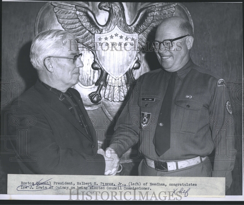 1965 Press Photo BOston Council Halbert E. Pierce Jr. (L) and Ira J. Irwin. - Historic Images