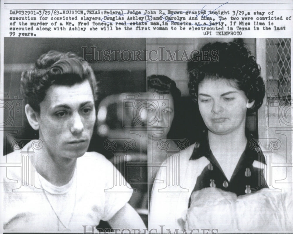 1963 Press Photo Douglas Ashley and Carolyn Ann Lima, convicted pf murder. - Historic Images