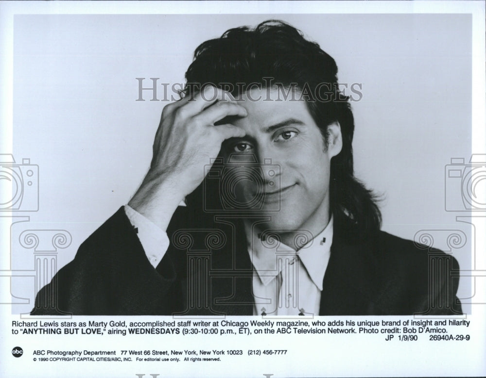 1990 Press Photo Richard Lewis as Marty Gold Anything But Love ABC - Historic Images