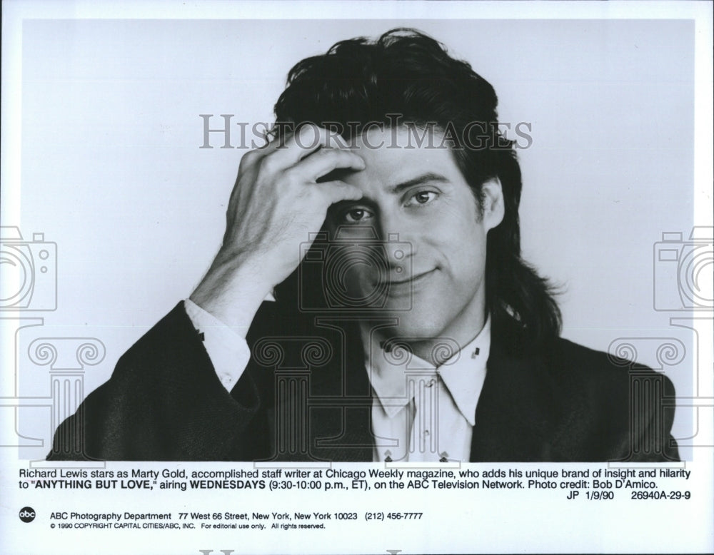 1990 Press Photo Richard Lewis in Anything But Love on ABC - Historic Images