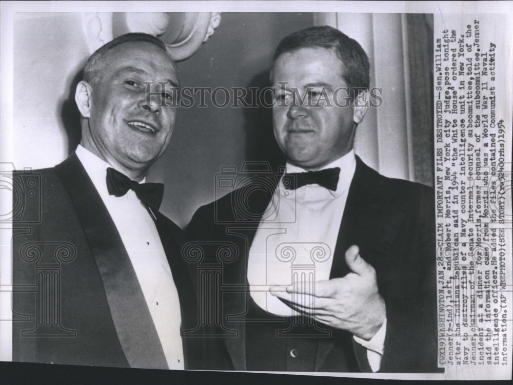 1954 Press Photo Senator William Jenner &amp; Judge, Robert Morris - Historic Images