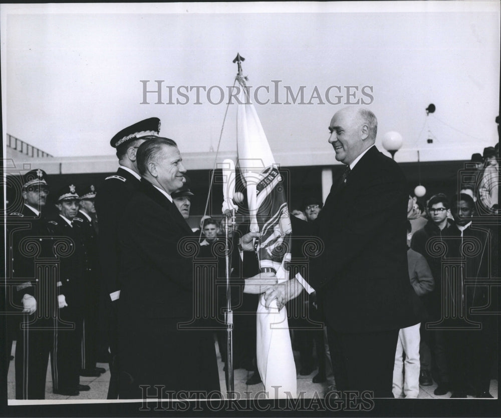 1965 Press Photo Major General Joseph Ambrose &amp; Gov of Mass John Volpe - Historic Images