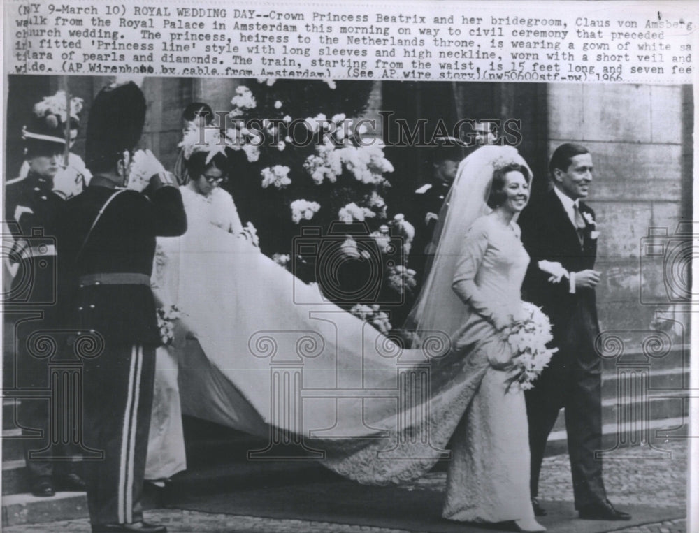 1966 Press Photo Netherlands Princess Beatrix Claus Von Amsberg Wedding Ceremony - Historic Images