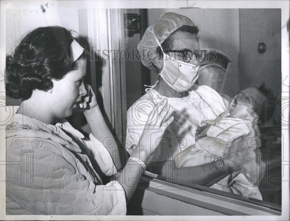 1965 Press Photo Michael Francis Jurnack, with her mother Mrs.Jurnak and Nurse. - Historic Images