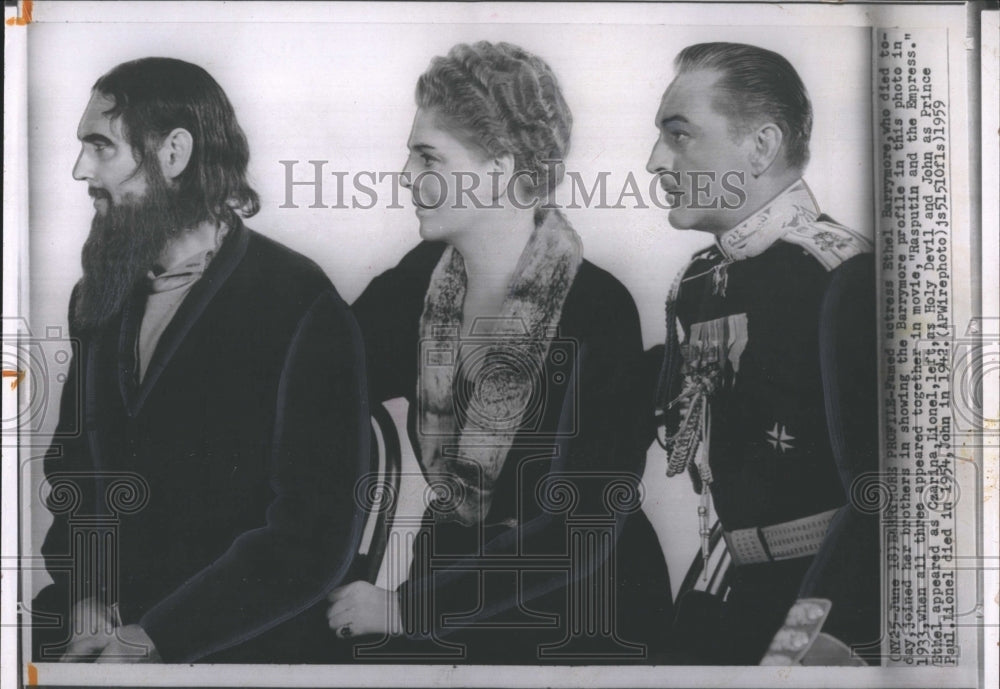 1959 Lionel,Ethel &amp; John Barrymore in &quot;Rasputin &amp; the Empress&quot; - Historic Images