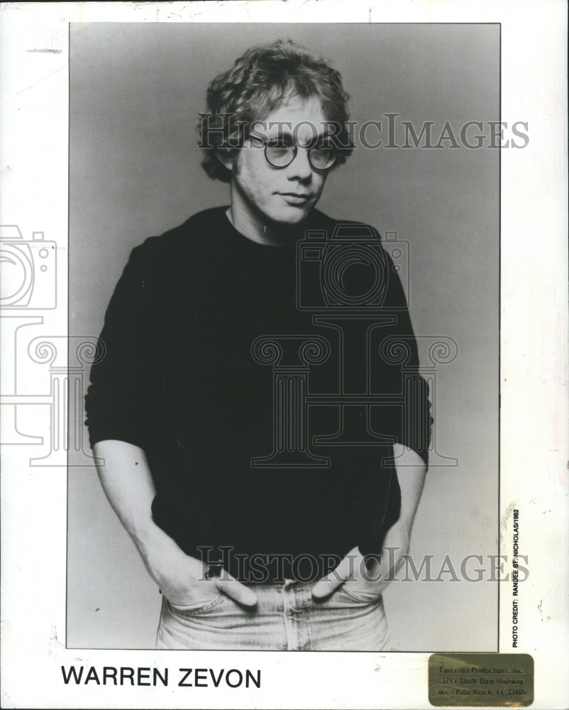 1985 Press Photo Entertainer, Warren Zevon - Historic Images