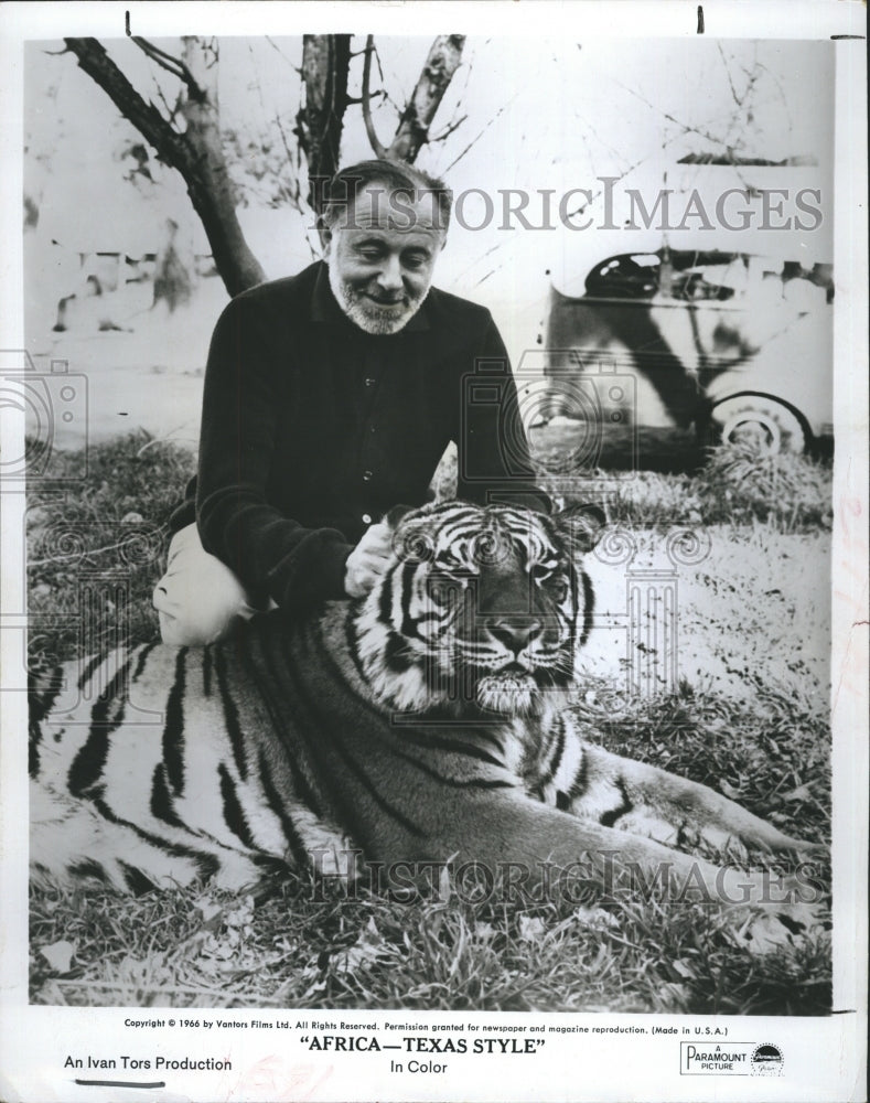 1968 Press Photo Producer Ivan Tors and a tiger - Historic Images