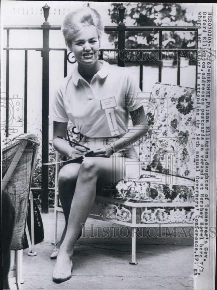 1962 Press Photo Ann Ellington Daughter Tennessee Governor Buford Ellington - Historic Images