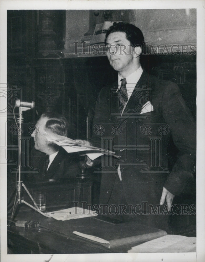 1949 Press Photo Gyula Elapi State Prosecutor Trial of Murder of Joseph Cardinal - Historic Images