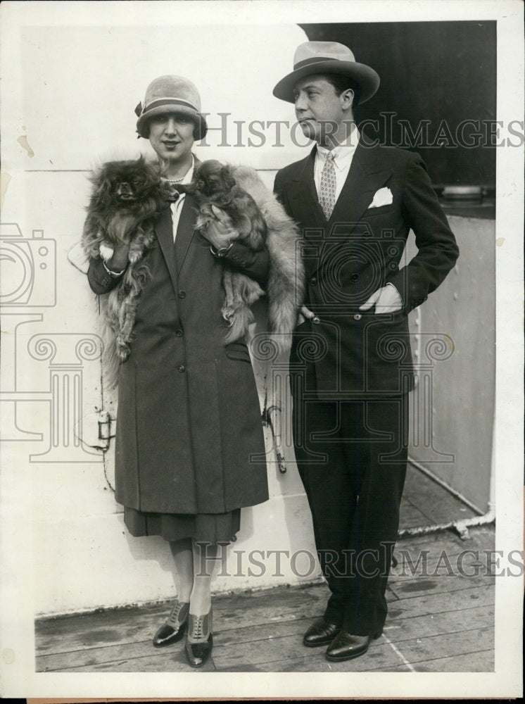 1925 Press Photo Florence Walton with husband Leon Leitrim. - Historic Images