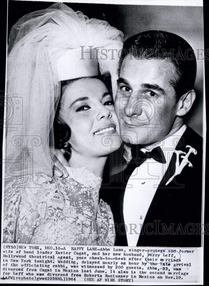 1964 Press Photo Abbe Lane and her husband Perry Leff, Hollywood agent - Historic Images