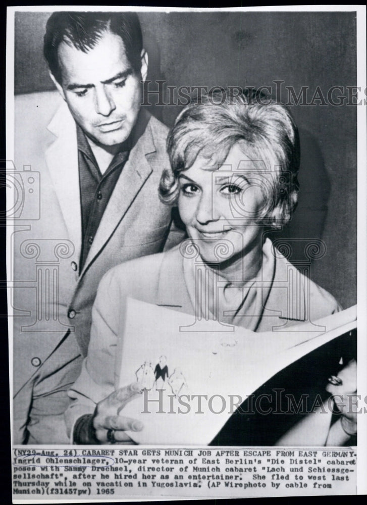 1965 Press Photo Cabaret star Ingrid Ohlenschlager & director Sammy Drechsel - Historic Images