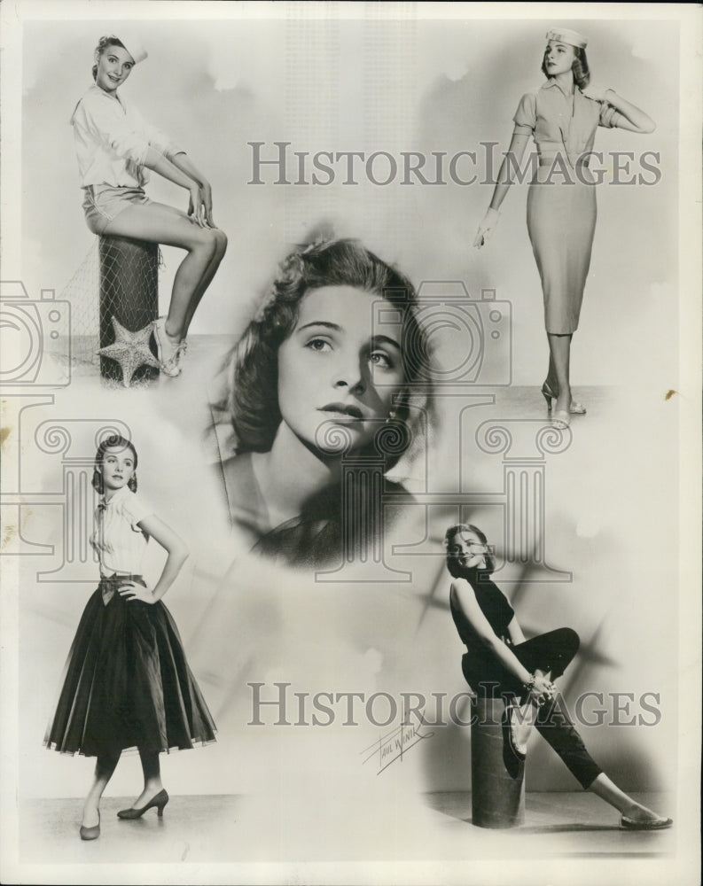 1956 Press Photo Jo Ann Davis in different faces - Historic Images