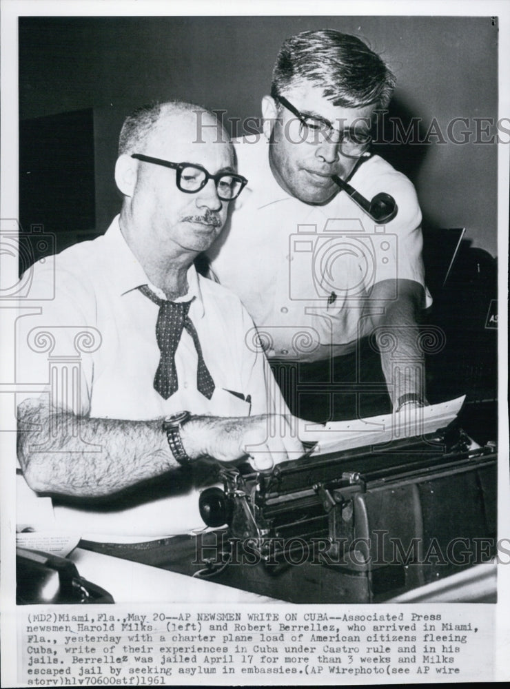 1961 Press Photo Newsman Harold Milks &amp; Robert Berrellez - Historic Images