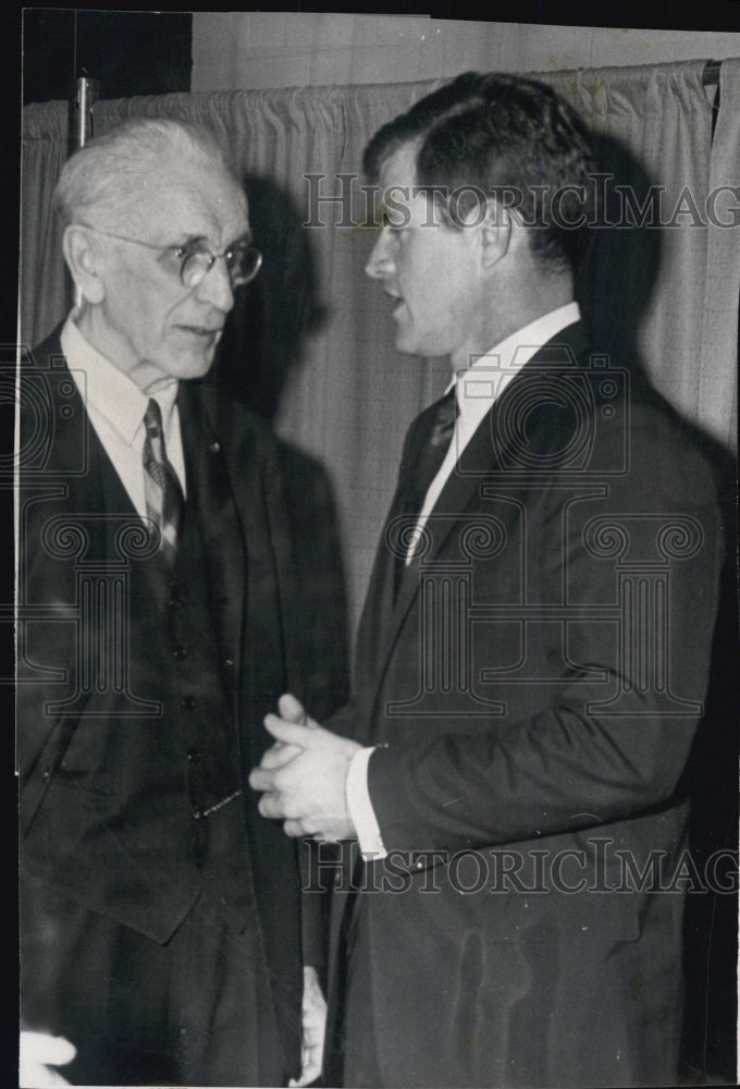 1966 Press Photo Politicians John McCormack &amp; Ted Kennedy - Historic Images