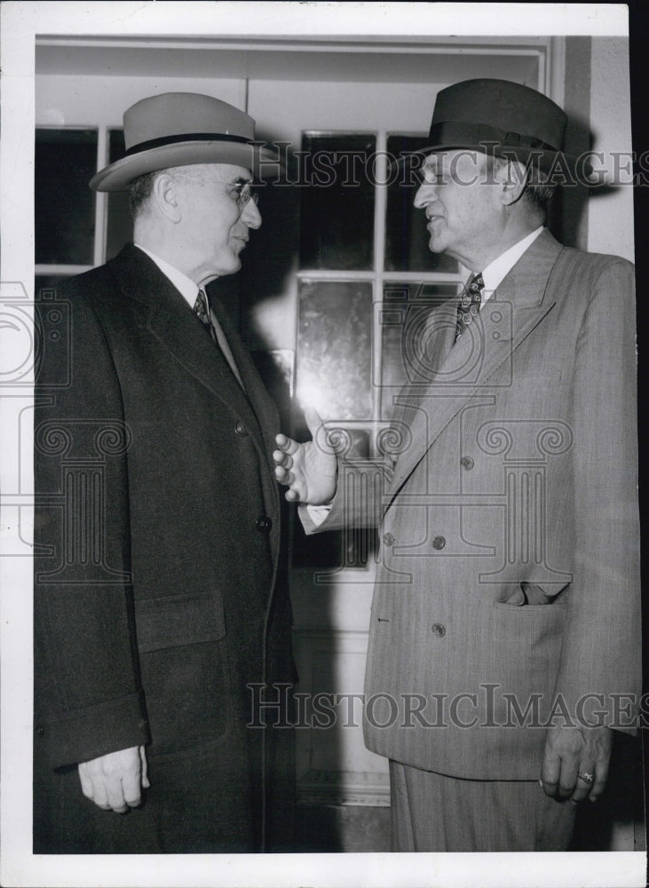 1949 Press Photo Rep John McCormack and Senate Maj leader Scott Lucas - Historic Images