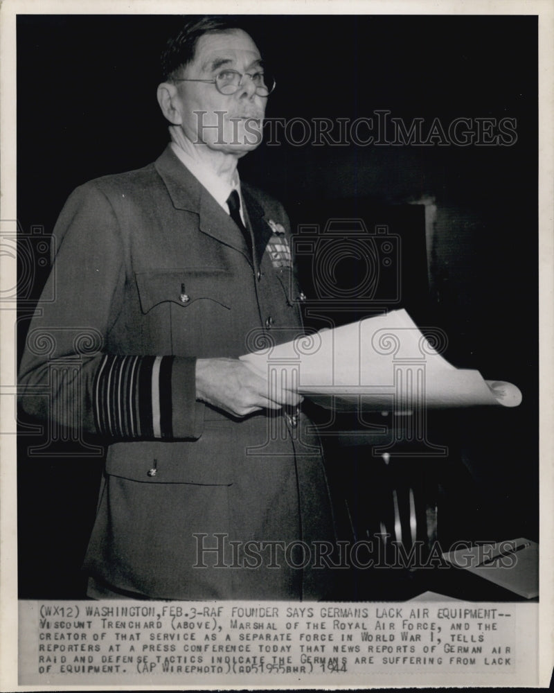 1944 Press Photo Viscount Trechard Marshal of Royal Air Force - Historic Images