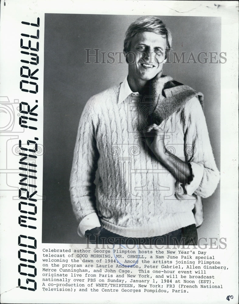 1984 Press Photo George Plimpton, Host of Good Morning. - Historic Images