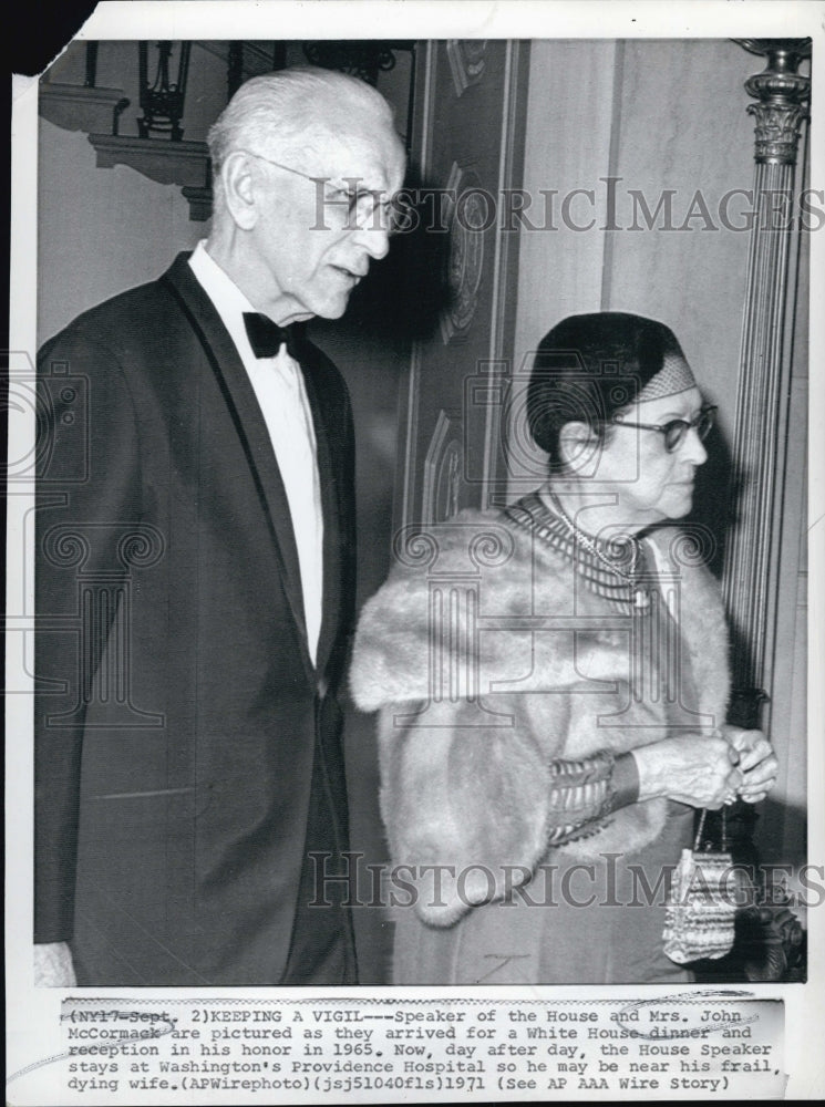 1971 Press Photo Speaker of the house &amp; Mrs John McCormack at the White house - Historic Images