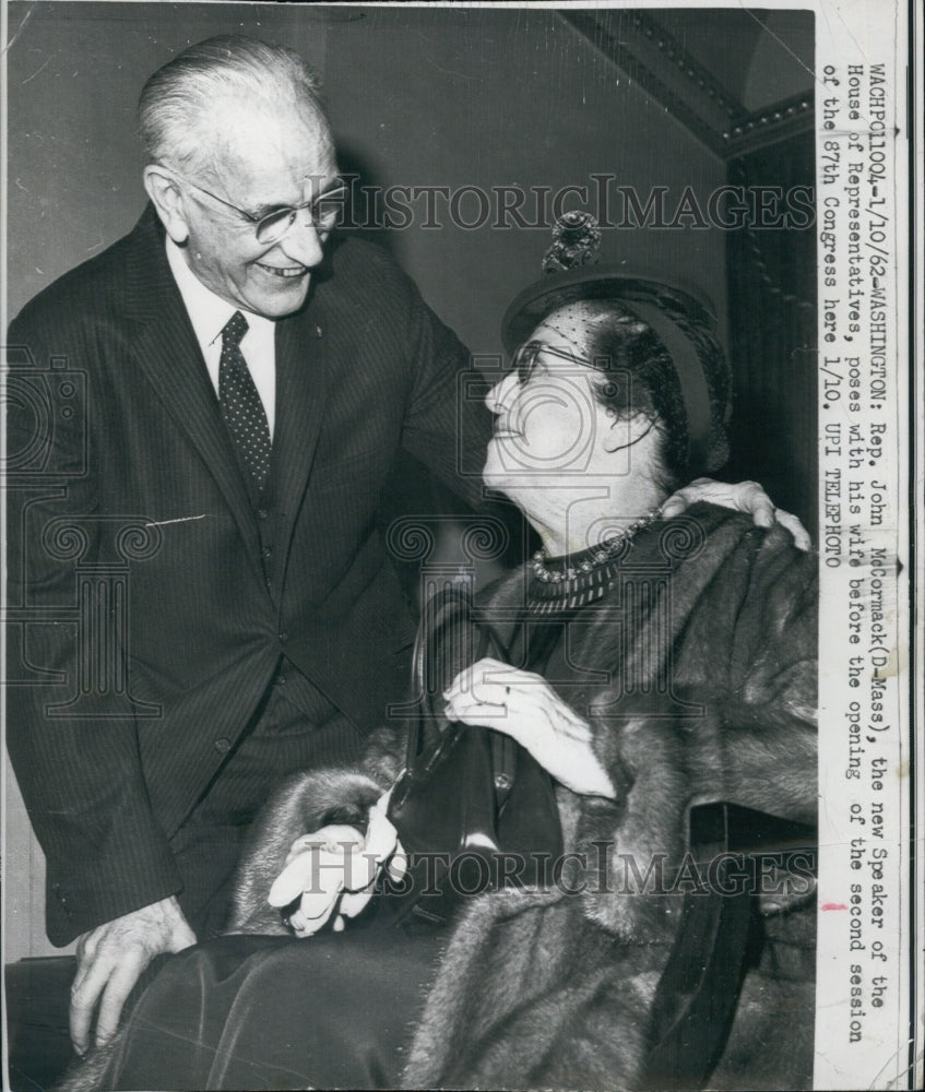 1962 Press Photo Rep John McCormack with his wife - Historic Images