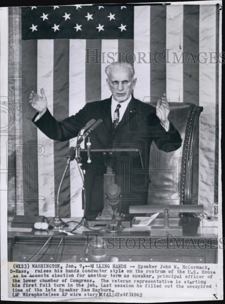 1963 Press Photo Speaker John W McCormack - Historic Images