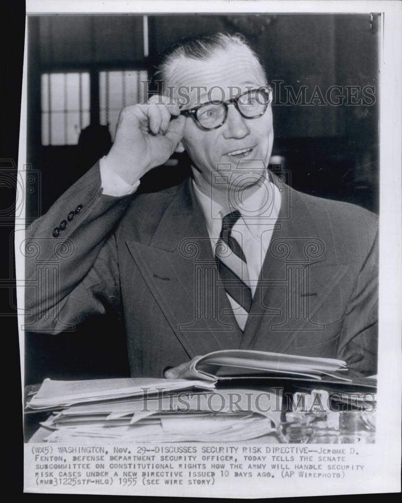 1955 Press Photo Jerome D. Fenton, Defense Department Security Officer - Historic Images