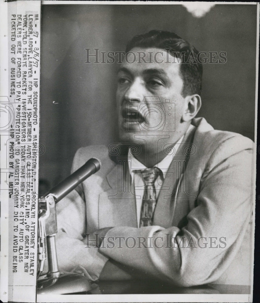 1957 Press Photo Brooklyn Atty Stanley Lehrer - Historic Images