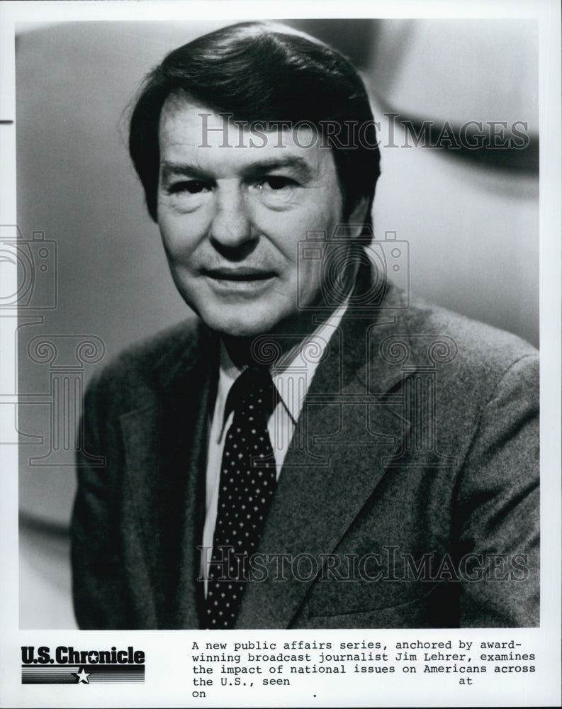 Press Photo Broadcast journalist Jim Lehrer - Historic Images