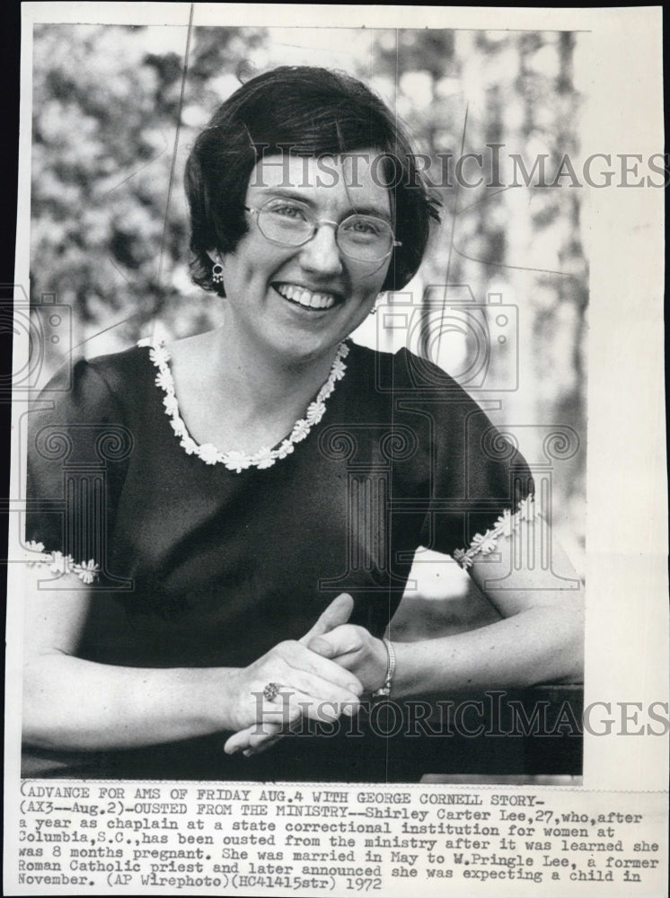 1972 Press Photo Shirley Carter Lee was ousted as chaplain - Historic Images