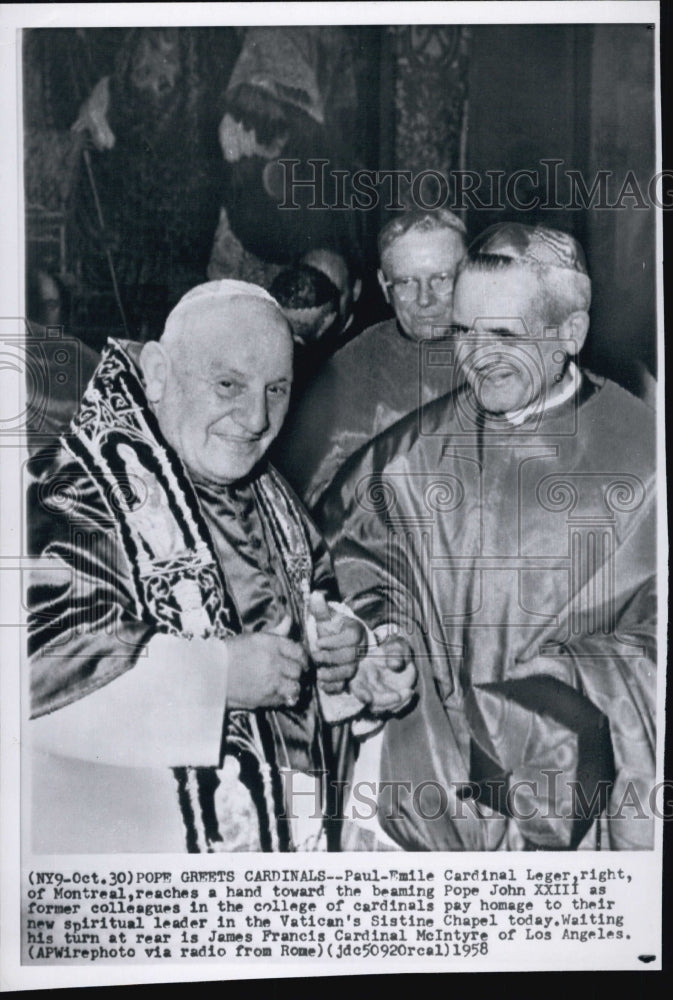 1958 Paul-Emile Cardinal Leger and Pope John XXIII - Historic Images