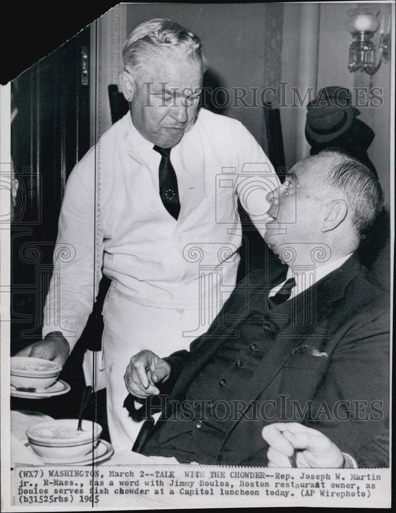1965 Press Photo Rep Joseph W MArtin Jr,Mass &amp; Jimmy Doules,restauranteur - Historic Images