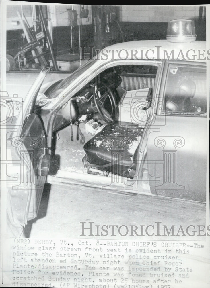 1973 Press Photo The abandoned car of Chief Roger Plante - Historic Images