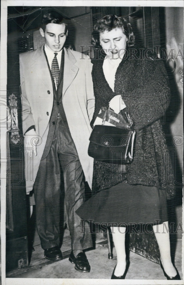 1956 Press Photo John Fell Stevenson Leaves Hospital - Historic Images