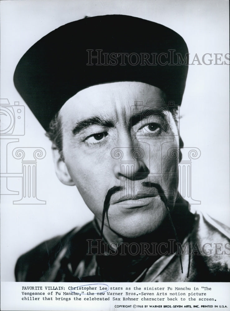 1968 Press Photo Actor Christopher Lee "The Vengeance of Fu Manch" - Historic Images