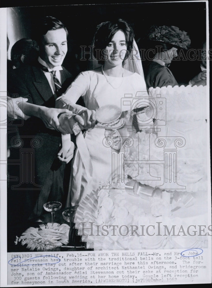 1962 Press Photo Mr. And Mrs. John Fell Stevenson After Wedding - Historic Images