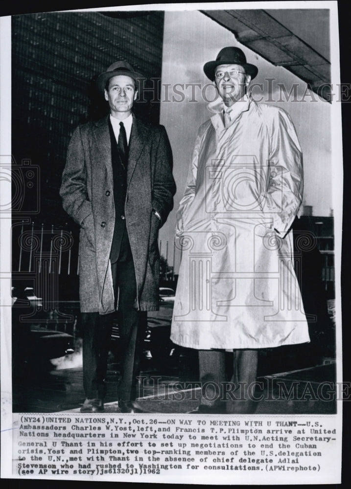 1962 Press Photo US Ambassadors Charle W Yost & Francis TP Plimpton - Historic Images