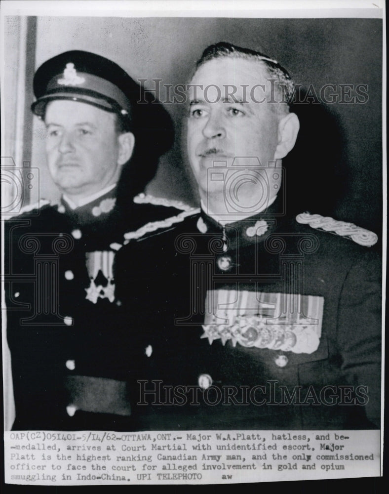1962 Major W.A. Platt Arrives At Court Martial With Escort - Historic Images