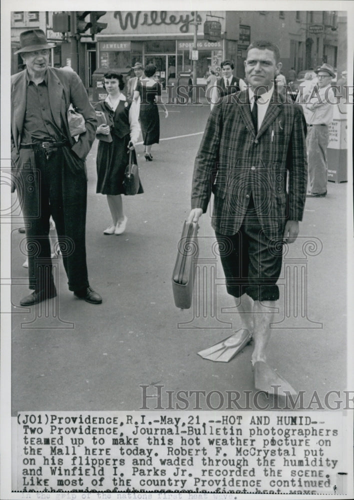 1959 Press Photo Journal Bulletin Photographer Robert McCrystal Walking Downtown - Historic Images