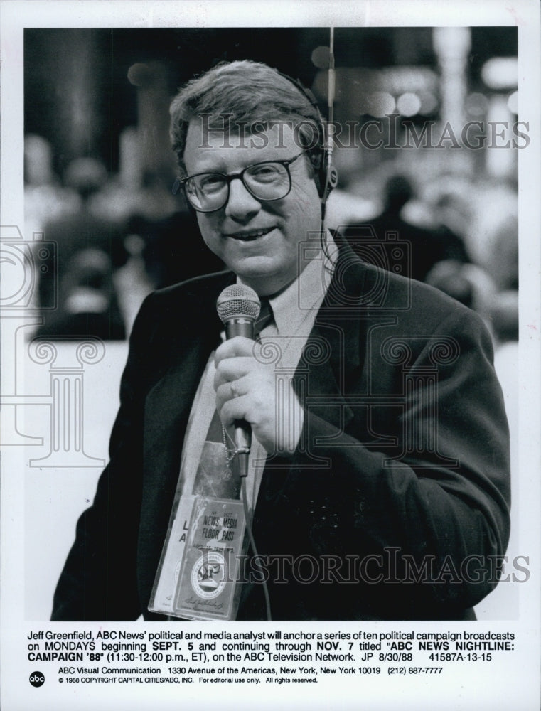 1988 Press Photo Jeff Greenfield, merican television journalist and author. - Historic Images