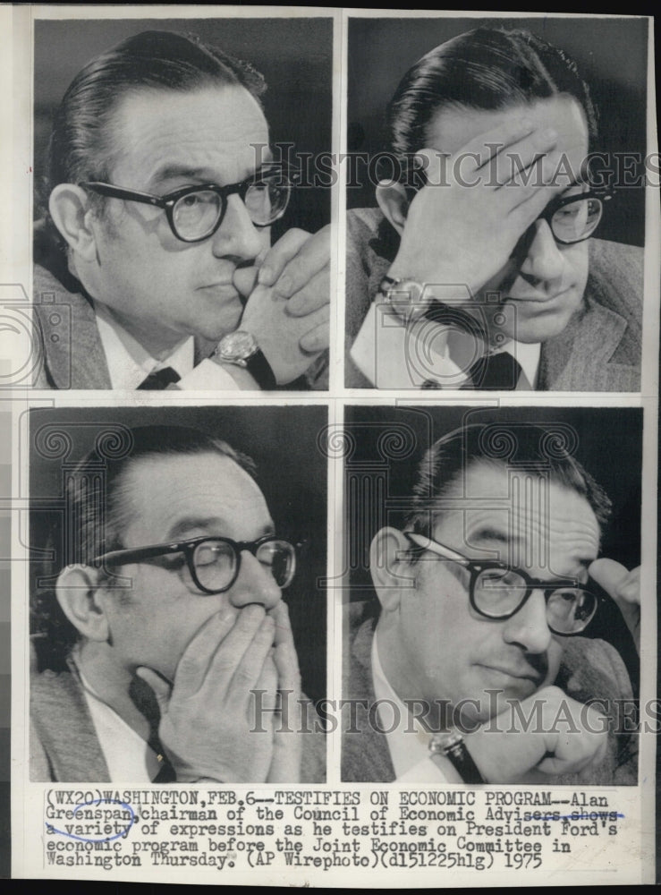 1975 Press Photo Alan Greenspan,Chairman of Council of Aconomic Adviser. - Historic Images