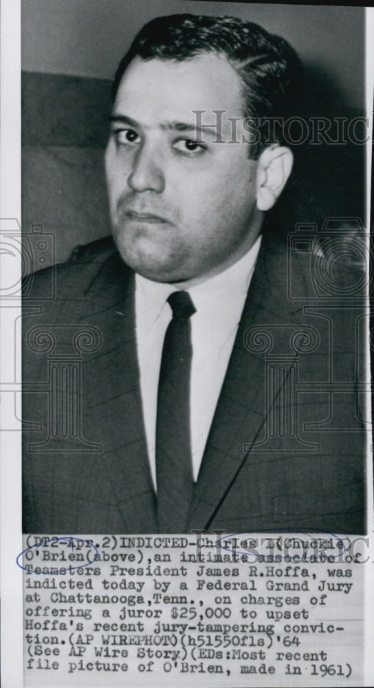 1961 Press Photo Charles O&#39;Brien Associate Teamsters President James Hoffa - Historic Images