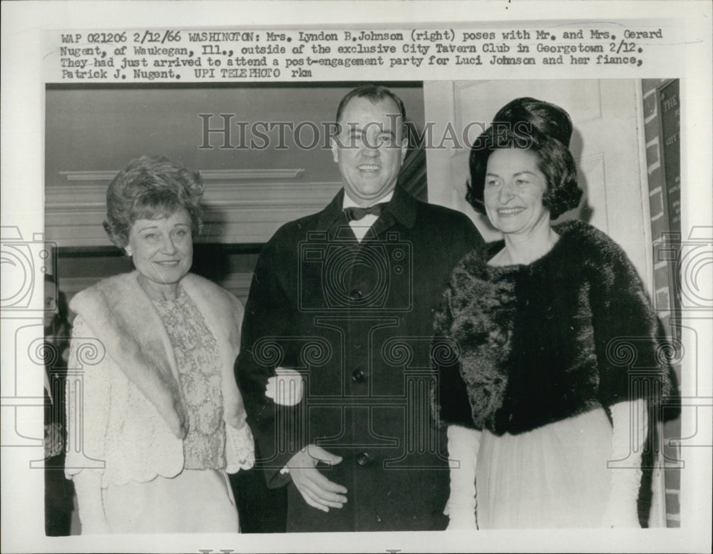 1966 Press Photo Mrs. Lyndon Johnson and Mr &amp; Mrs. Gerard Nugent - Historic Images